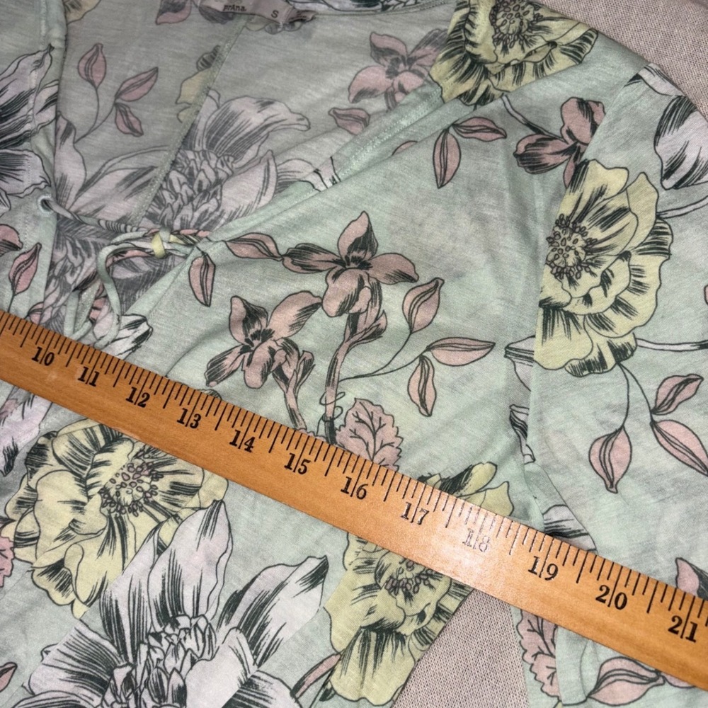 Prana Floral Keoki Tunic Top Swim Cover Up Sage Green 3/4 Sleeve Size Small - Picture 3 of 7